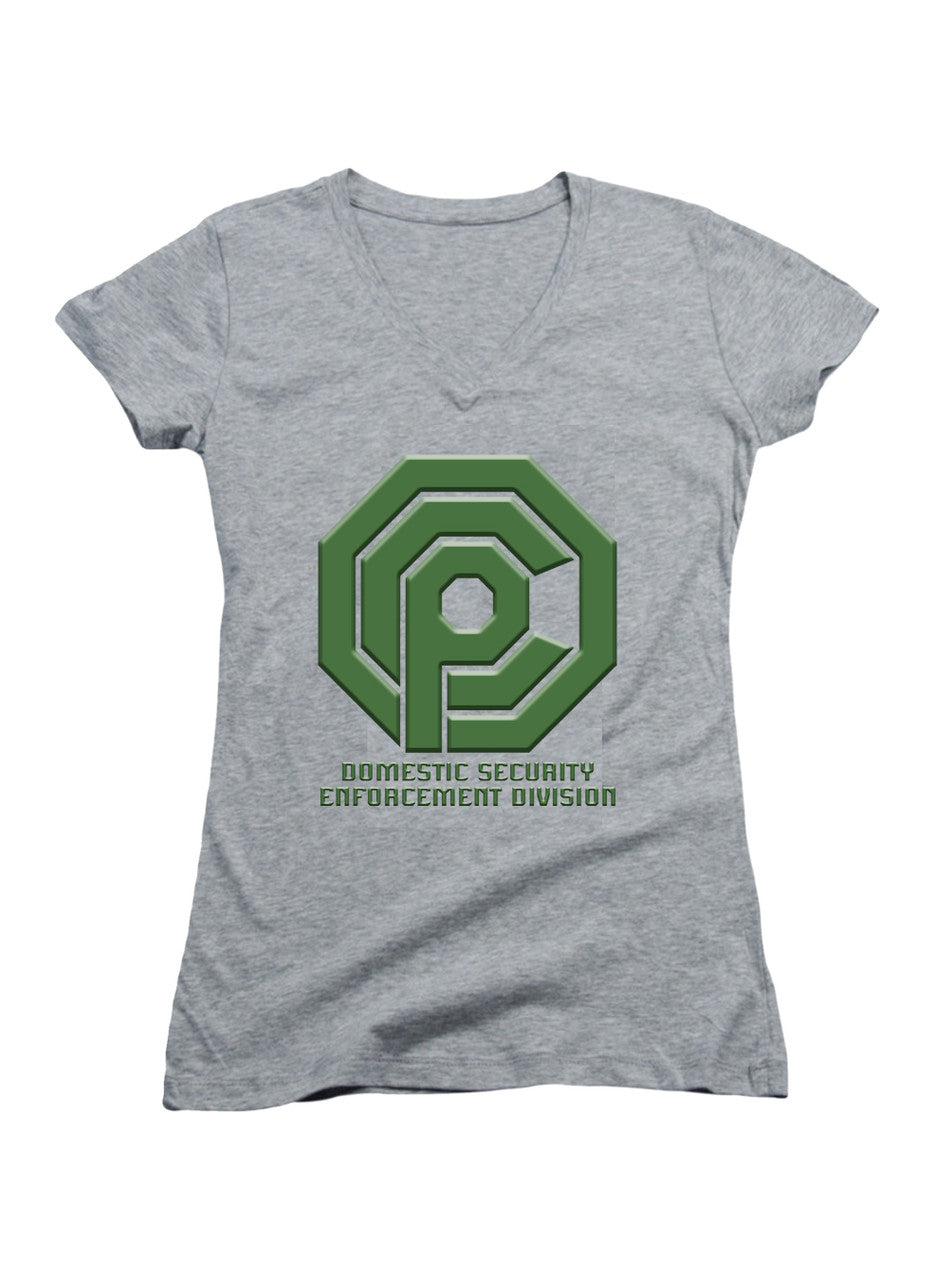 Gray Domestic Security Enforcement Division Juniors V-Neck T-Shirt