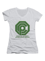 White Domestic Security Enforcement Division Juniors V-Neck T-Shirt
