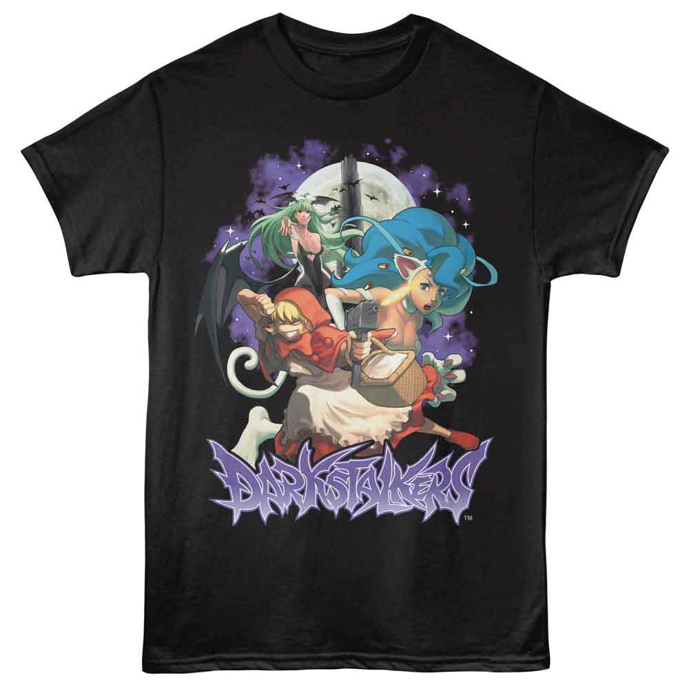 Black Darkstalkers t-shirt featuring Darkstalkers Tower And Moon design