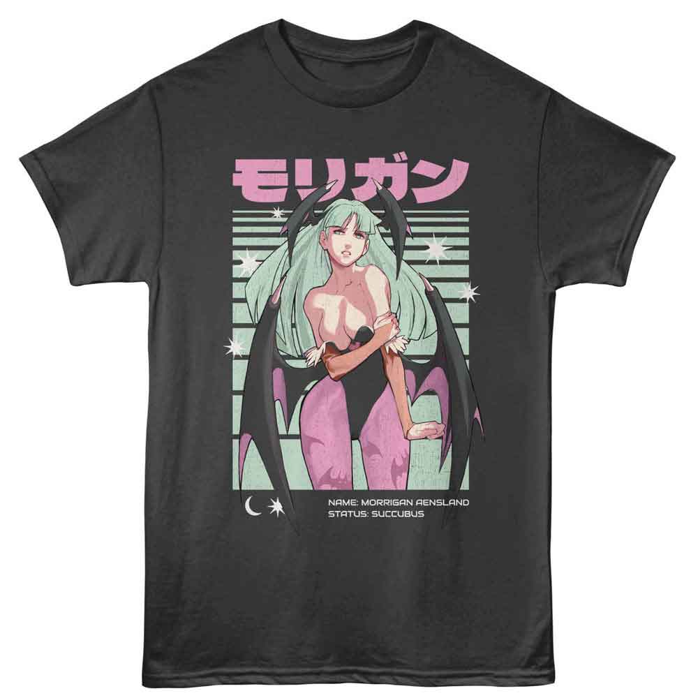 Smoke gray Darkstalkers t-shirt featuring Darkstalkers Morrigan Lines design