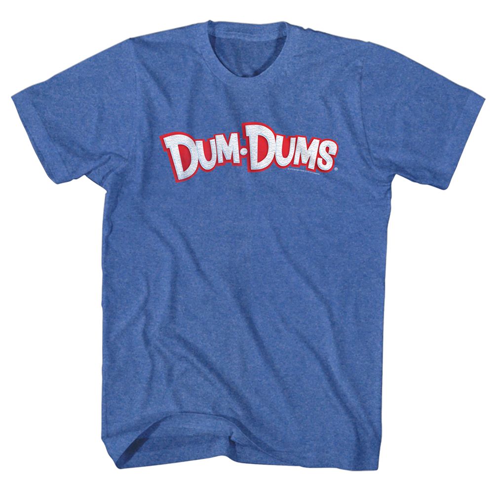 Royal heather Dum Dums t-shirt featuring Dum Dums Logo design