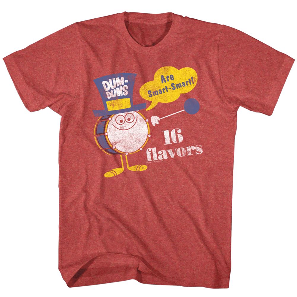 Red heather Dum Dums t-shirt featuring Dum Dums Smart Smart design