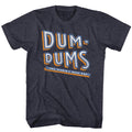 Navy heather Dum Dums t-shirt featuring Dum Dums Stacked design