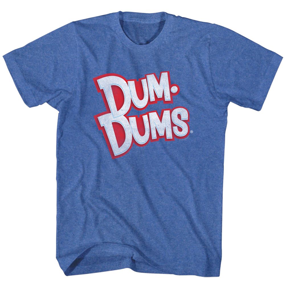 Royal heather Dum Dums t-shirt featuring Dum Dums classic design