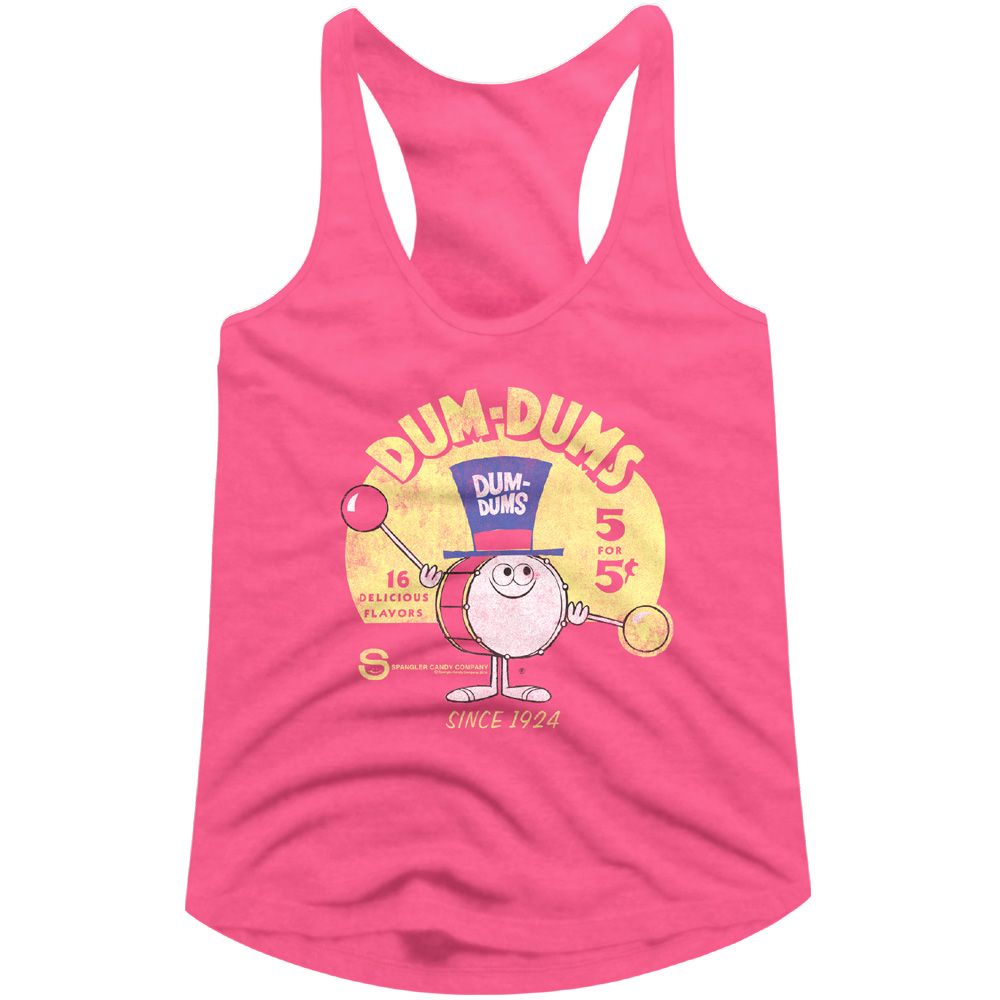 Dum Dums Ladies Raw Edge Racerback - Drum Man Ad