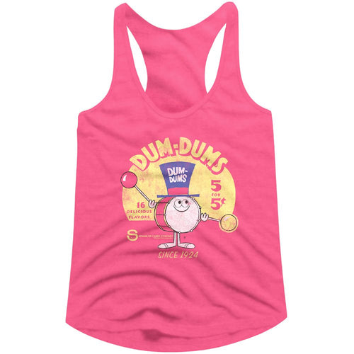 Dum Dums Ladies Raw Edge Racerback - Drum Man Ad