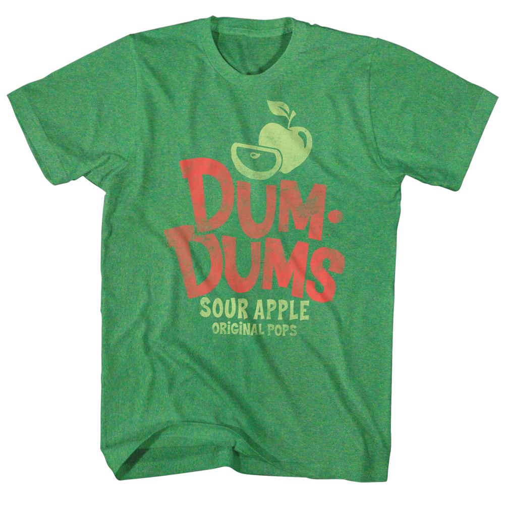 Kelly heather Dum Dums t-shirt featuring Dum Dums Sour Apple flavor design