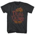 Black heather Dum Dums t-shirt featuring Dum Dums Root Beer flavor design