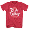 Red heather Dum Dums t-shirt featuring Dum Dums Cherry flavor design