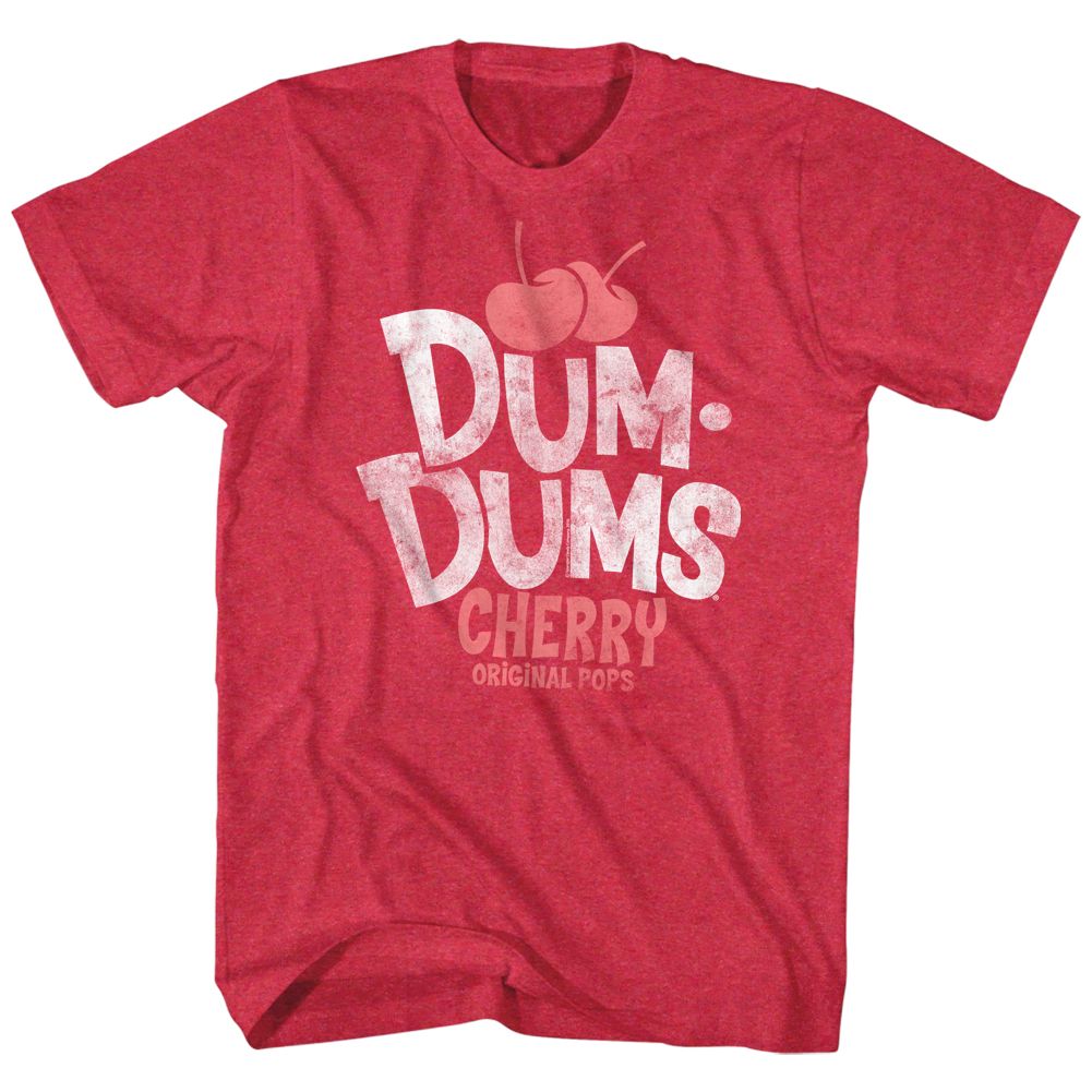 Red heather Dum Dums t-shirt featuring Dum Dums Cherry flavor design