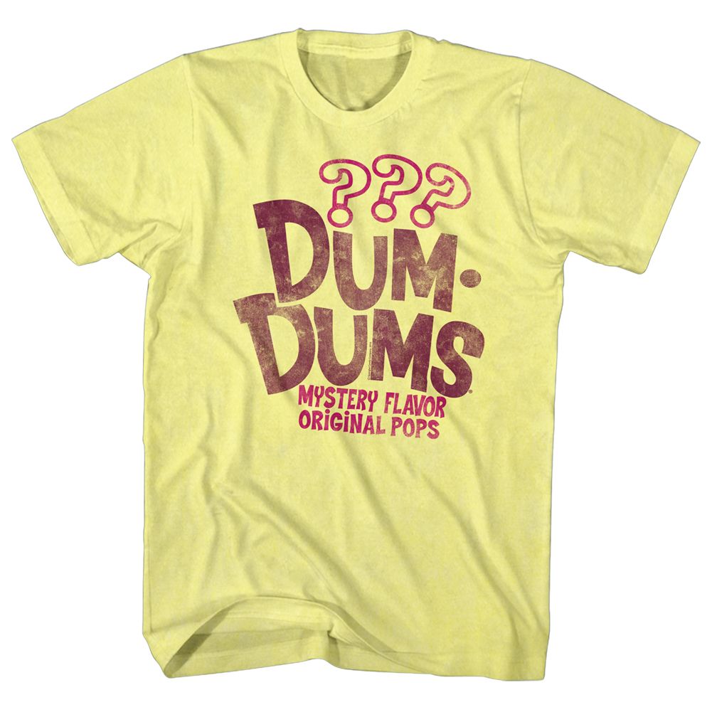 Yellow heather Dum Dums t-shirt featuring Dum Dums Mystery Flavor design