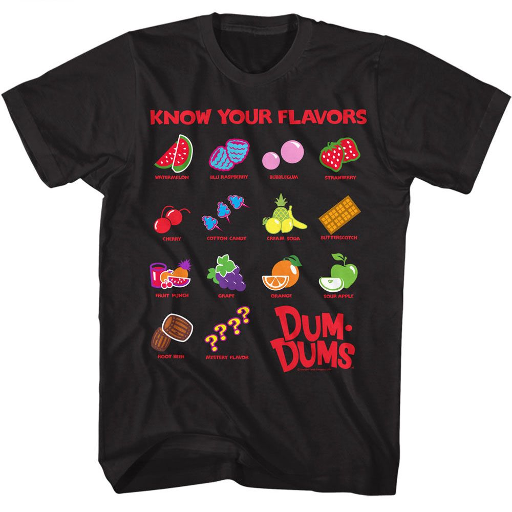 Black Dum Dums t-shirt featuring Dum Dums classic design