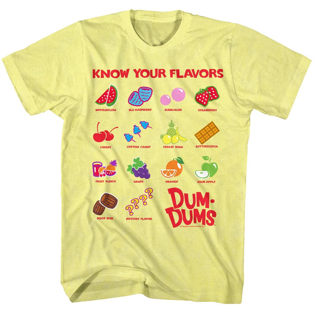 Yellow heather Dum Dums t-shirt featuring Dum Dums classic design