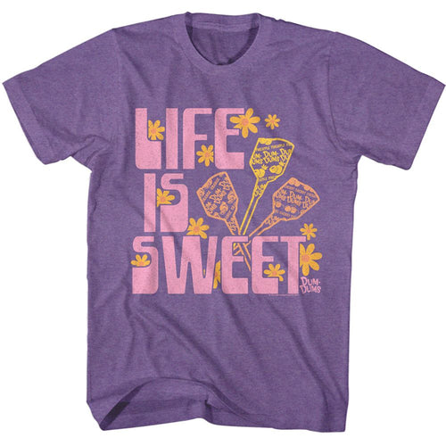 Purple heather Dum Dums t-shirt featuring Dum Dums Life Is Sweet design