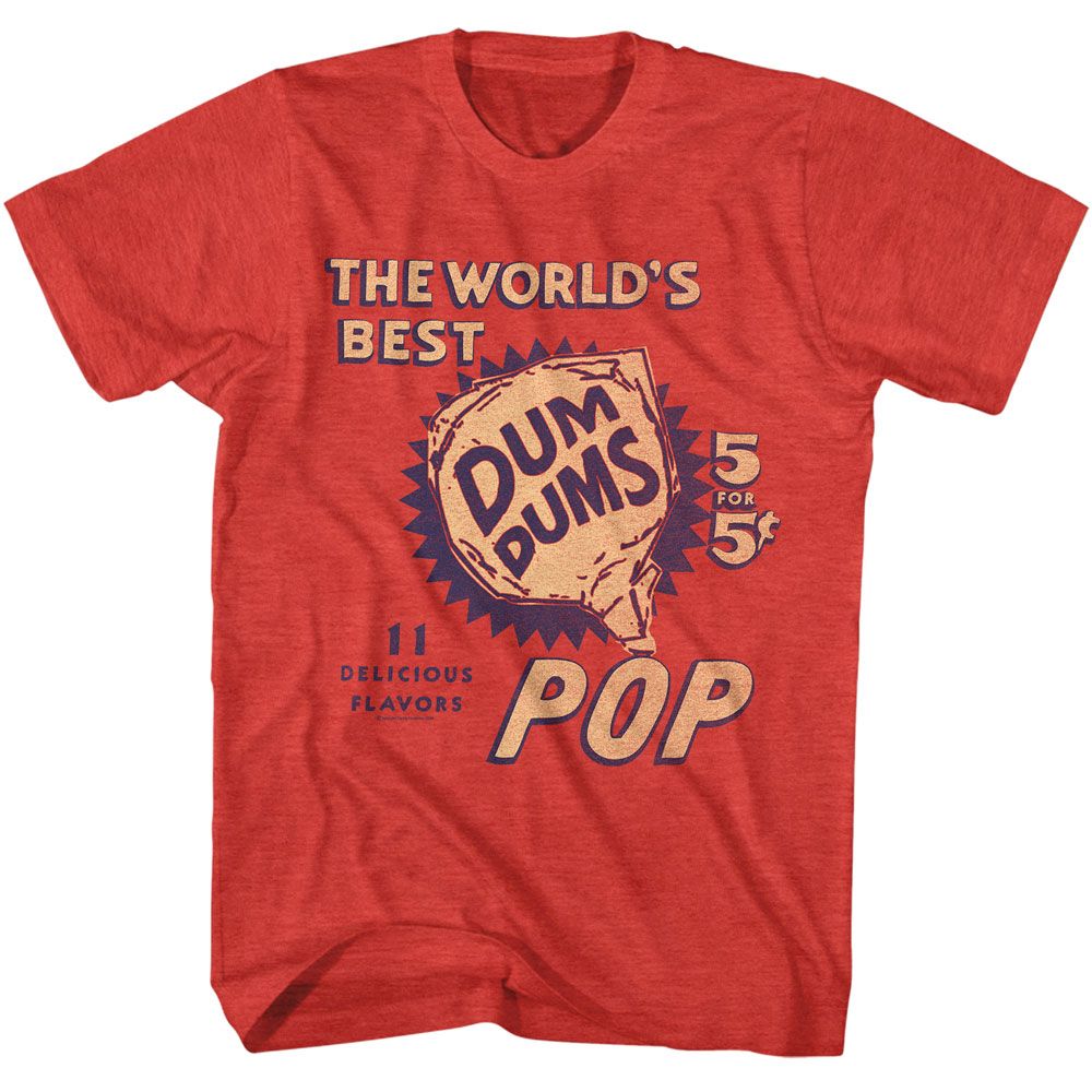 Red heather Dum Dums t-shirt featuring Dum Dums Five For Five design