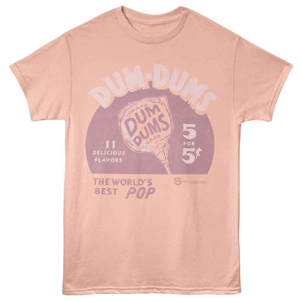 Peach Dum Dums t-shirt featuring Dum Dums Grape Pop design