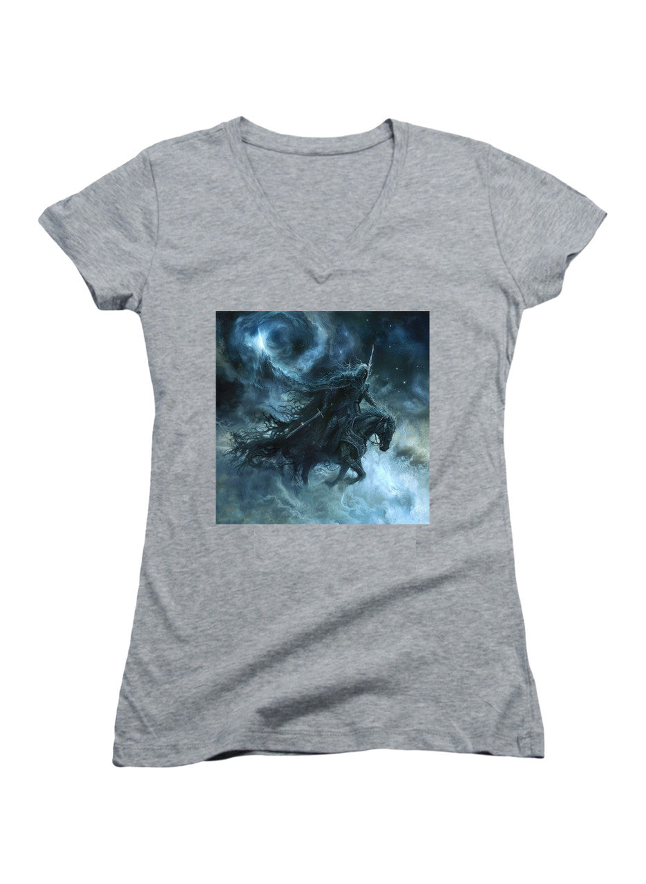 Gray Dark King Attack Juniors V-Neck T-Shirt