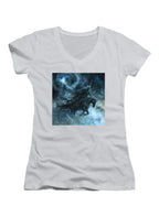 White Dark King Attack Juniors V-Neck T-Shirt