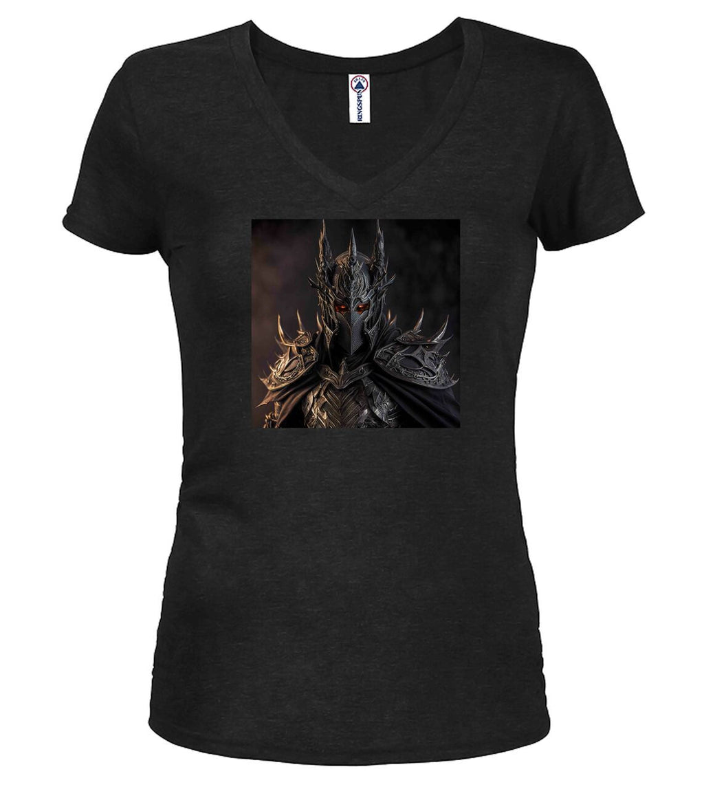 Black Dark Lord Fantasy Juniors V-Neck T-Shirt