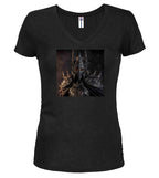 Black Dark Lord Fantasy Juniors V-Neck T-Shirt