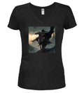 Black Dark Rider Fantasy Juniors V-Neck T-Shirt