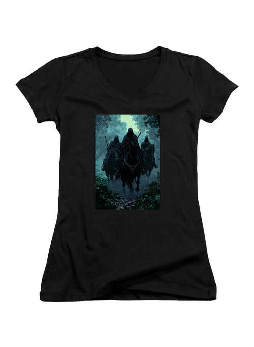 Black Dark Riders Juniors V-Neck T-Shirt