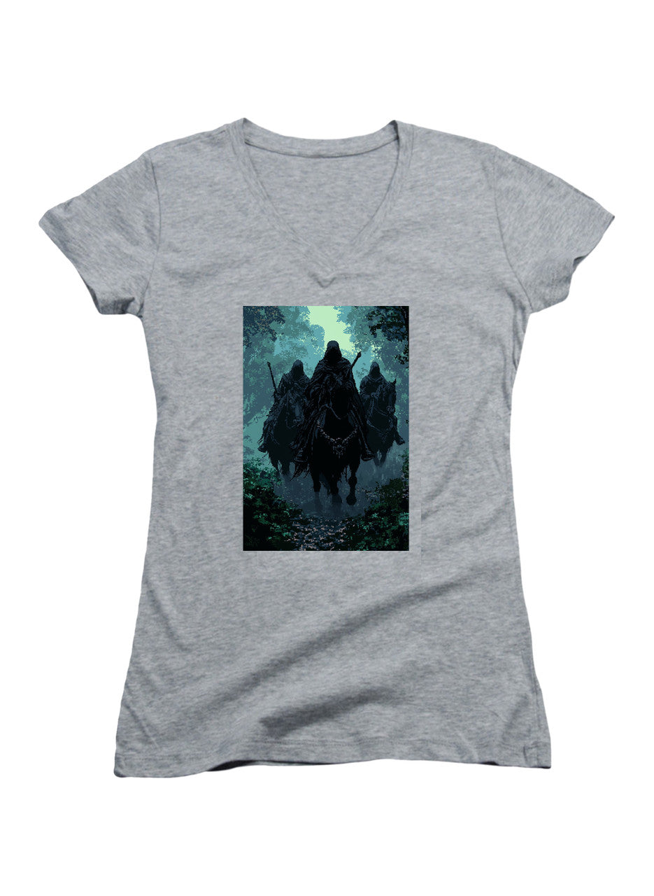 Gray Dark Riders Juniors V-Neck T-Shirt