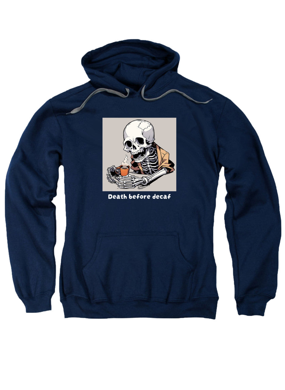 Navy Death Before Decaf Hoodie