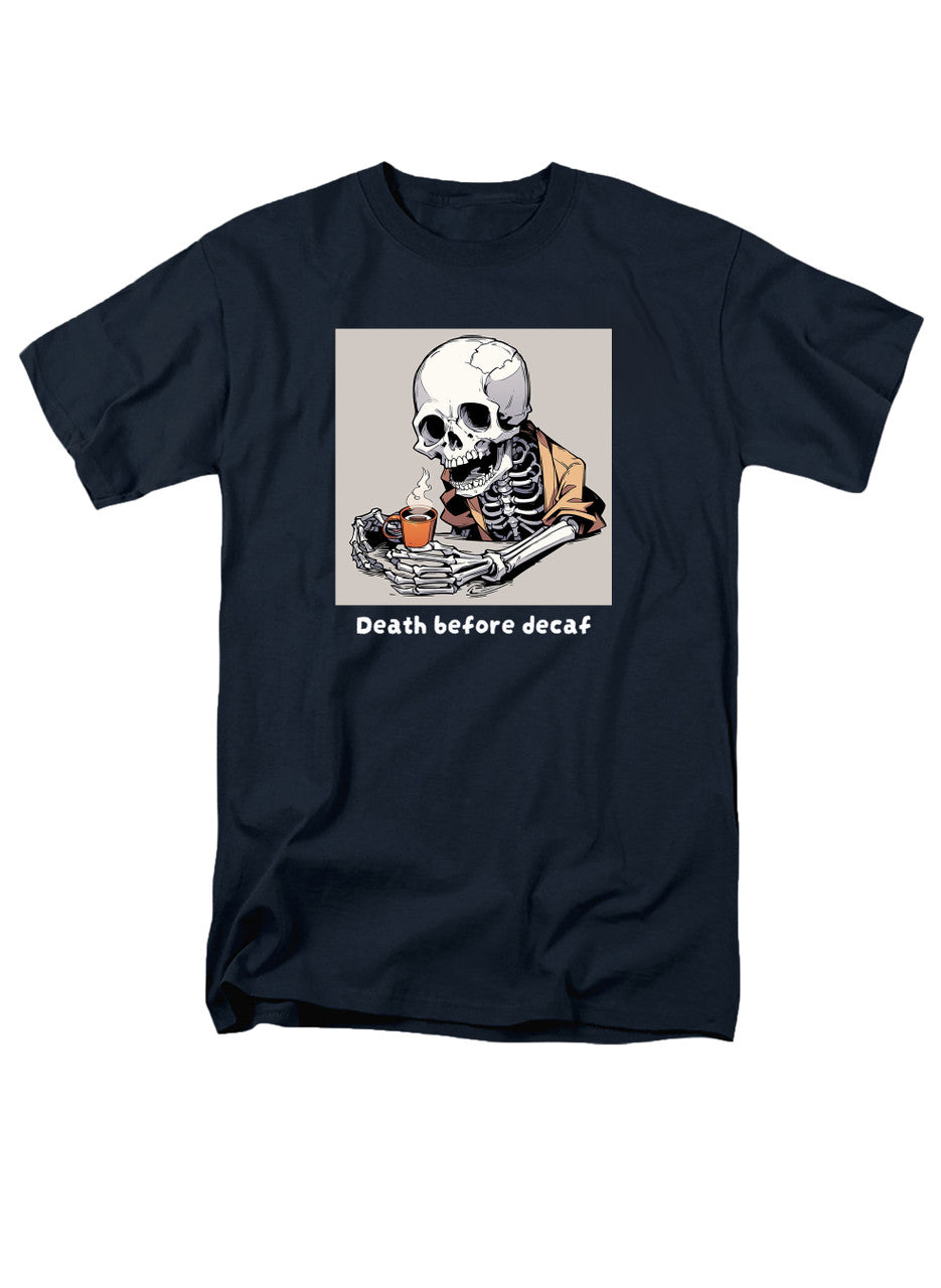 Navy Death Before Decaf T-Shirt
