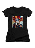 Black Dia De Los Muertos Juniors V-Neck T-Shirt