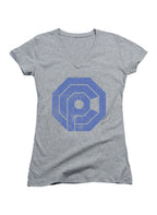 Gray Distressed Logo Juniors V-Neck T-Shirt