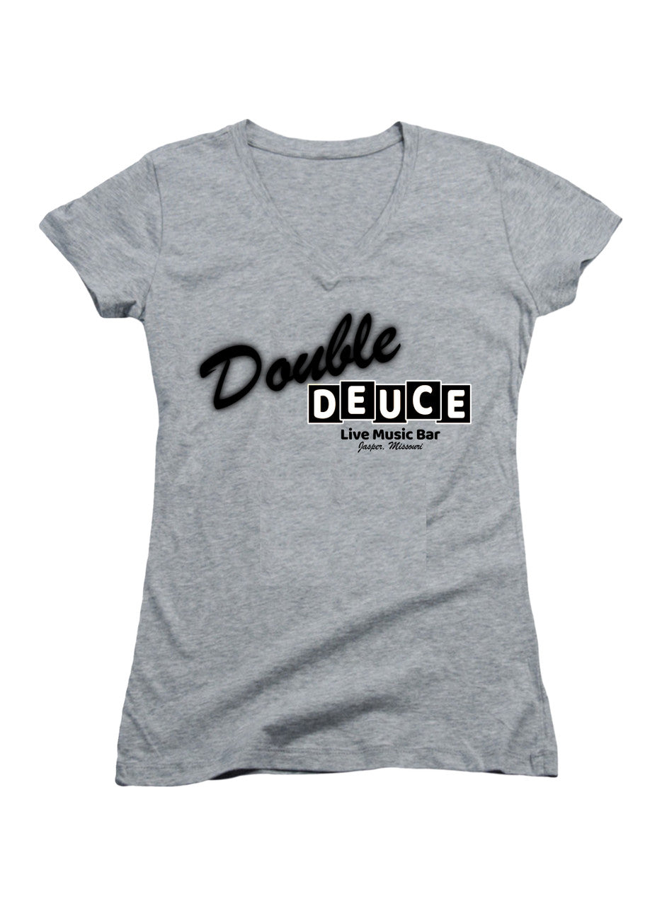 Gray Double Deuce Juniors V-Neck T-Shirt