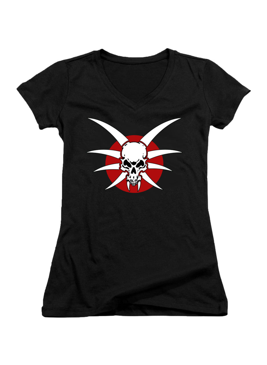 Black Draconian Logo Juniors V-Neck T-Shirt