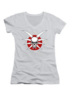 White Draconian Logo Juniors V-Neck T-Shirt