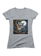 Gray Dragon-Cat Hybrid Juniors V-Neck T-Shirt
