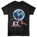 Black ET the Extraterrestrial t-shirt featuring ET Moon bicycle silhouette design