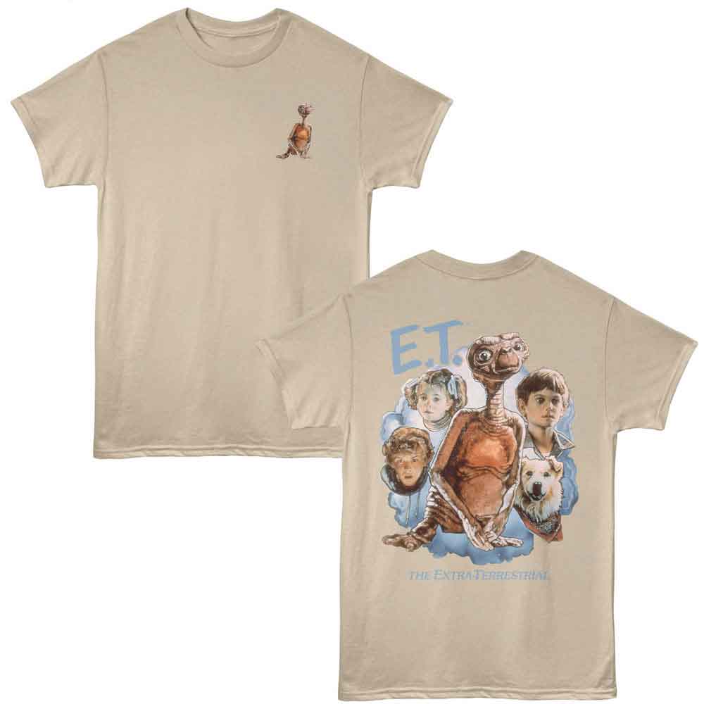 Sand ET the Extraterrestrial t-shirt featuring ET Character Cloud front and back design