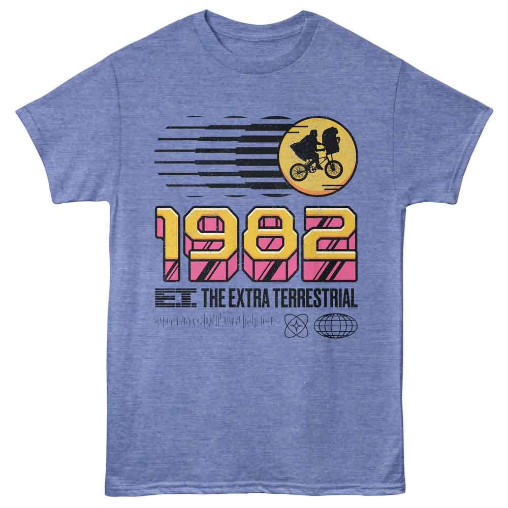 Light blue heather ET the Extraterrestrial t-shirt featuring ET 1982 design