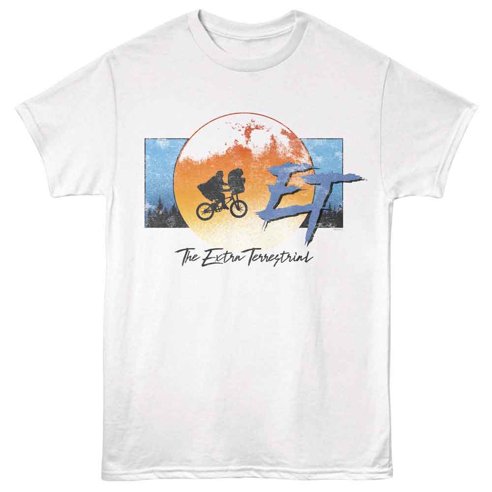 White ET the Extraterrestrial t-shirt featuring ET Moon Forest And Bike design