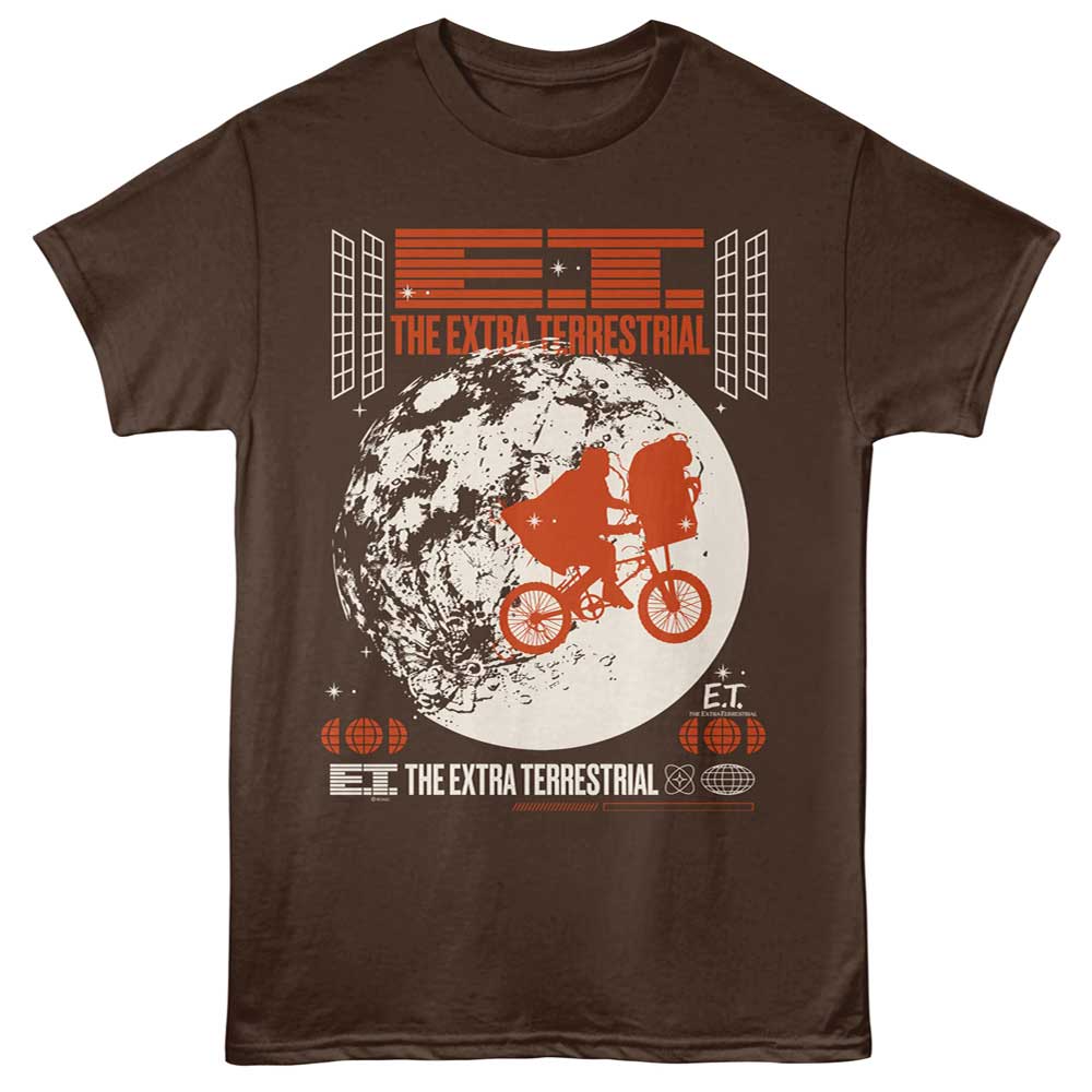 Dark chocolate ET the Extraterrestrial t-shirt featuring ET Silhouette Over Moon design