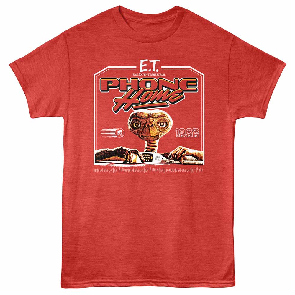 Red heather ET the Extraterrestrial t-shirt featuring a Phone Home Contained design
