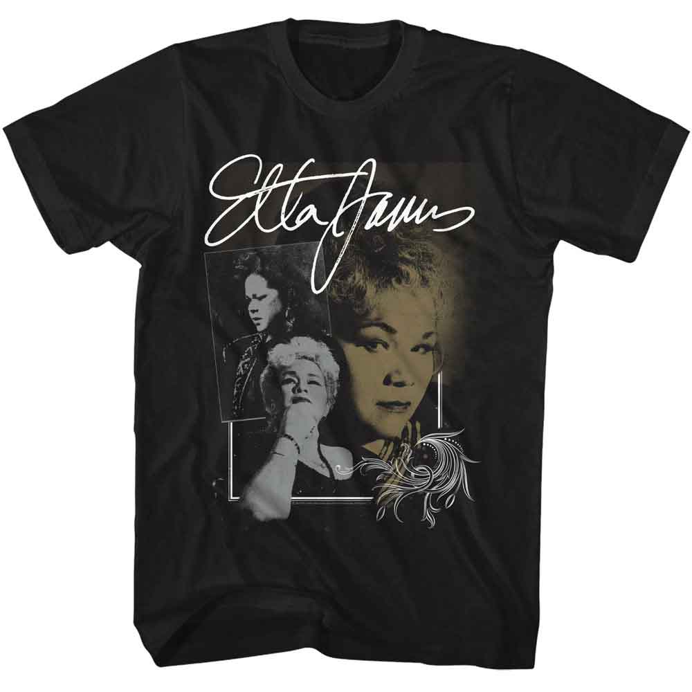Black Etta James t-shirt featuring Etta James Multi Photo design