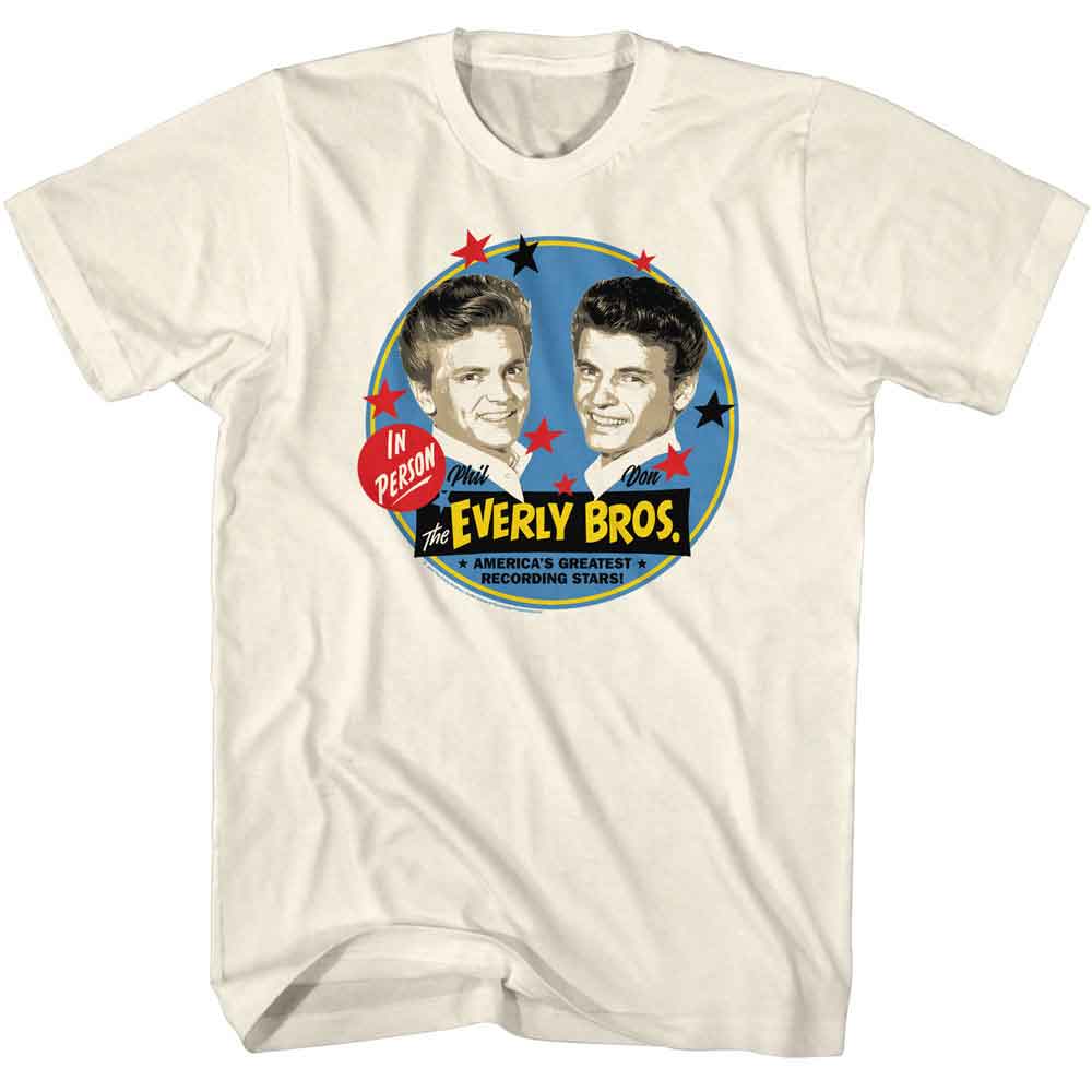 Natural Everly Brothers t-shirt featuring Everly Brothers Star Circles design