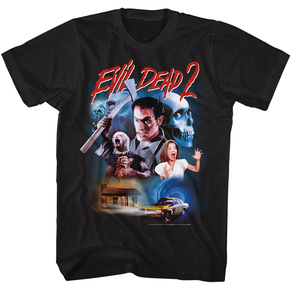 Black Evil Dead t-shirt featuring Evil Dead Collage Drawing design