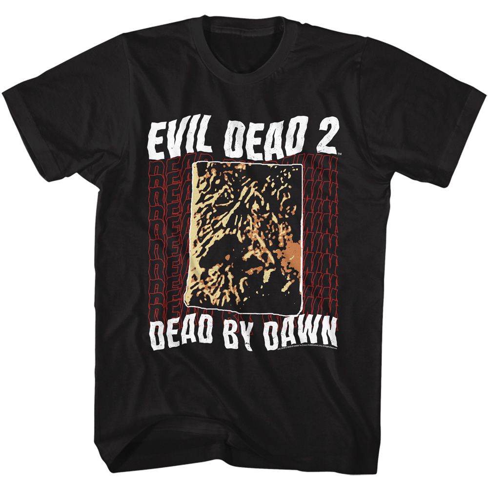 Black Evil Dead t-shirt featuring Evil Dead Dead By Dawn Repeating design