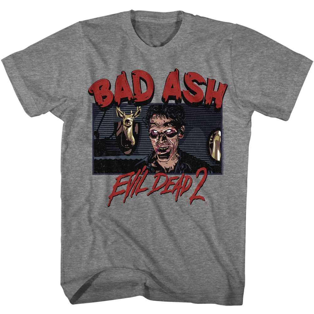Graphite heather Evil Dead t-shirt featuring Evil Dead Bad Ash design