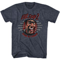 Navy heather Evil Dead t-shirt featuring Evil Dead Ha Hahaha laughter design