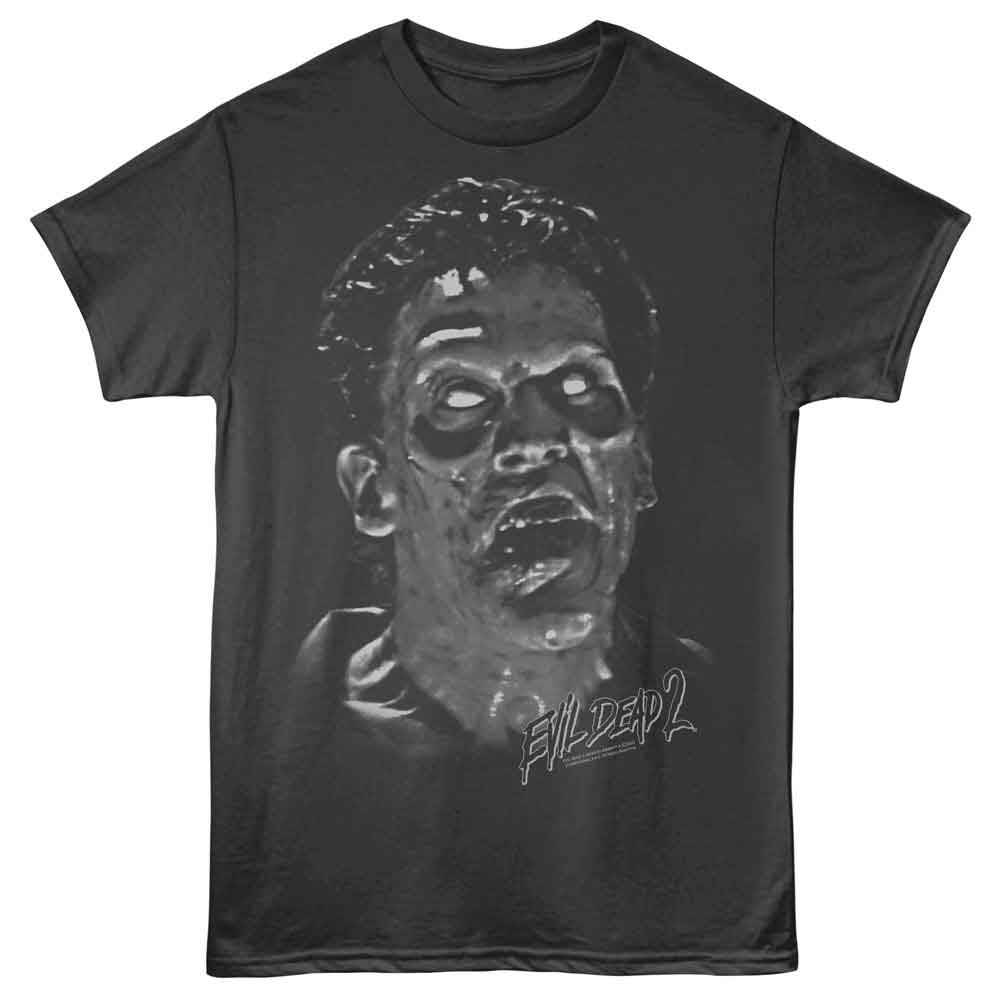 Smoke gray Evil Dead t-shirt featuring Evil Dead Deadite Ash design