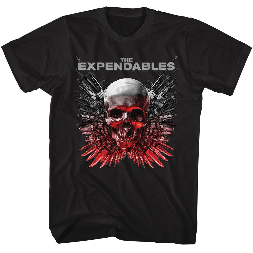 Black The Expendables t-shirt featuring The Expendables Skull And Guns design
