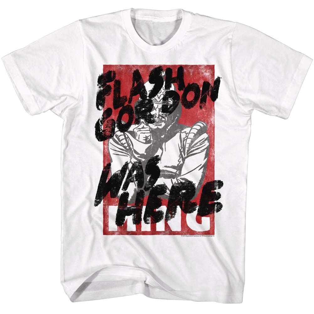 White Flash Gordon t-shirt featuring Flash Gordon Graffiti design